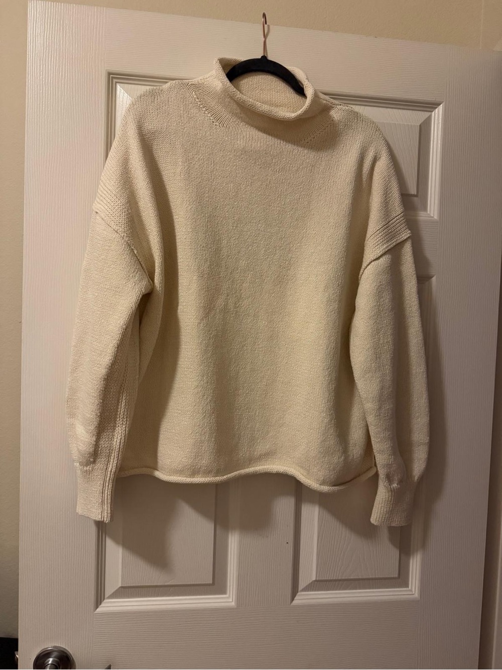 Free People We The Free Cream Roll Neck Oversized Sweater Size M